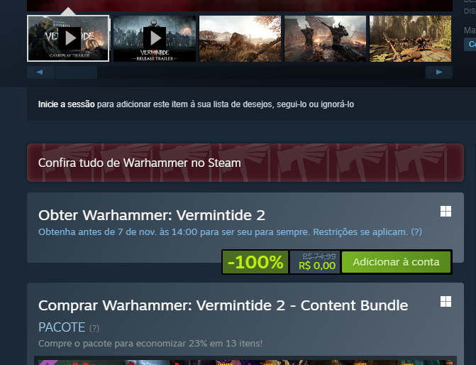 Warhammer Vermintide 2 está de graça na Steam, por tempo limitado